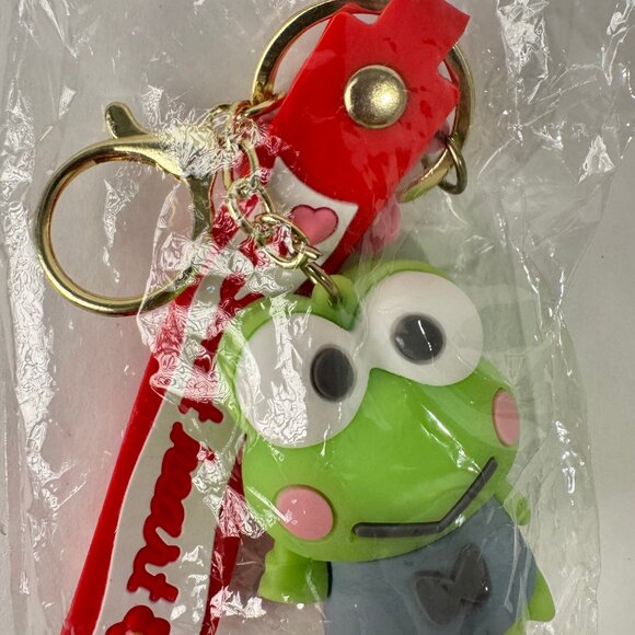 New Keroppi Frog Keychain with Red Strap - Picture 4 of 5
